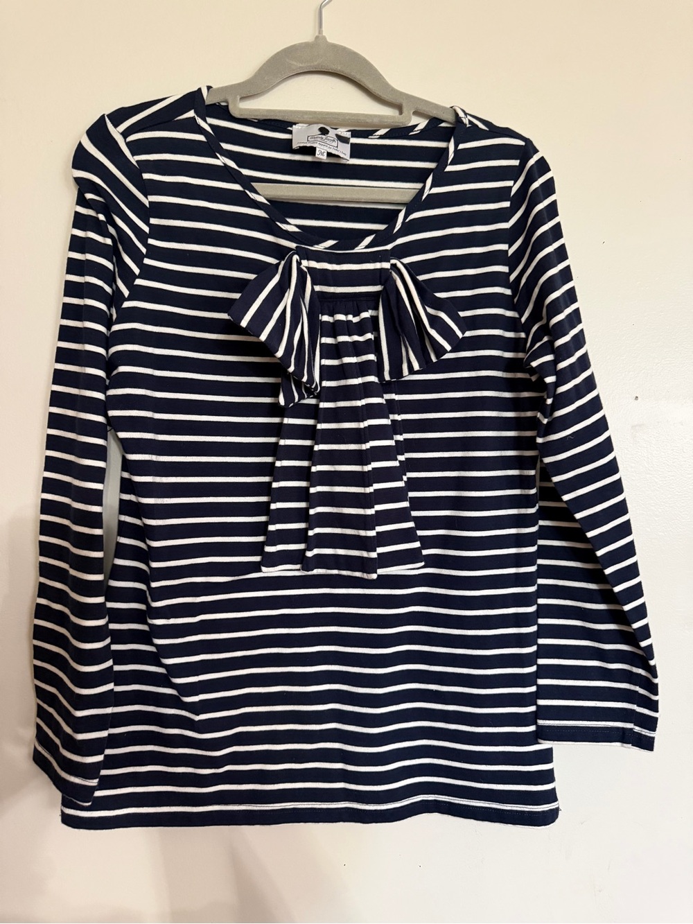 Women’s' Navy and White Striped Bow-Front Casual Dress